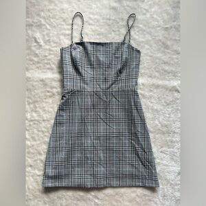 Wilfred Gray Plaid Mini Dress with Thin Straps